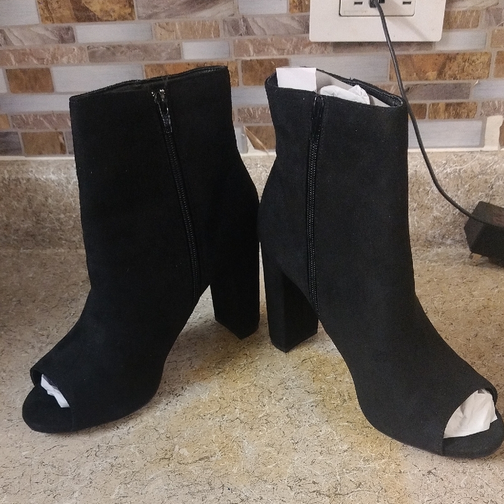 Black Suede Ankle Boots Size 10